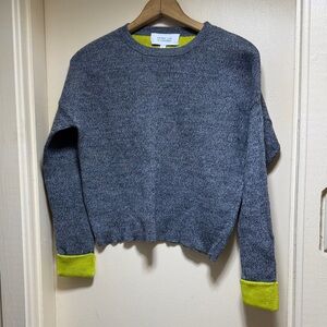 Derek Lam Gray Sweater with Bright Yellow Cuffs